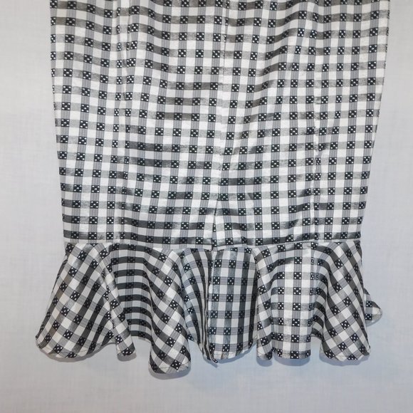 Living Dead Souls Womens XL Black White Gingham check Pencil Skirt Hem Ruffle - Picture 9 of 11